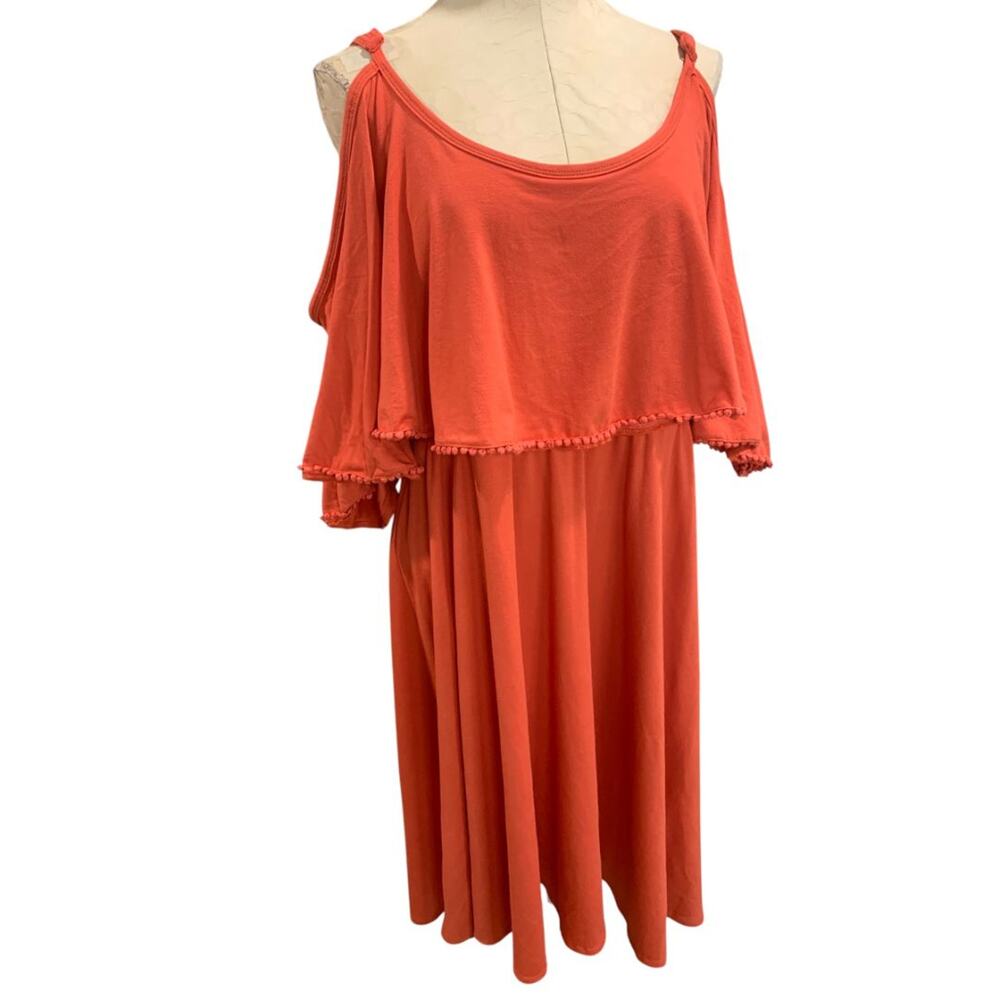 Size 2X Torrid Plus Size Womens Orange Off Shoulder Jersey Knit Dress